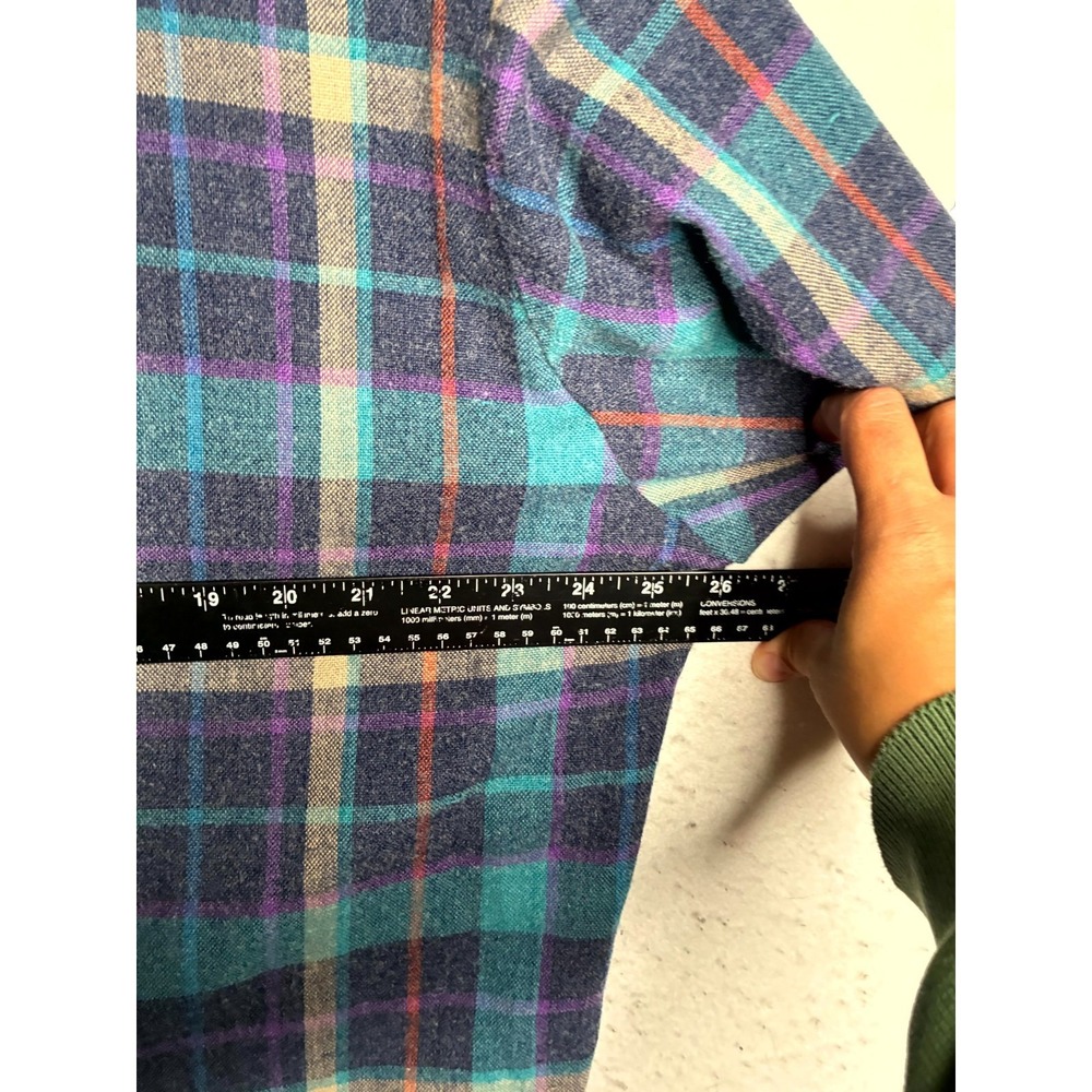 VTG Boulevard for Tall Man Shirt Mens XLT 17-17.5 Multi Plaid Flannel Button Up - Picture 9 of 10